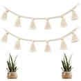 thumbnail image 1 of Boho Home Decor, 2 Piece Macrame Wall Hanging, Bohemian Macrame, Cotton Linen Tassel Ornaments Macrame Garland for Flower Basket, Nursery, Wall Decor (Beige) BANYUO Electrónica, 1 of 5