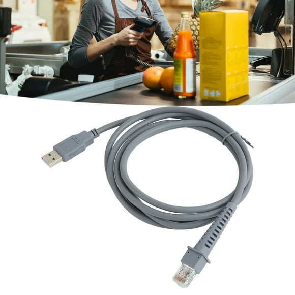 Code Scanner Cable, PVC 2 Meter Length Wide Conpatibility Durable Barcode Scanner Cable  for Replacement