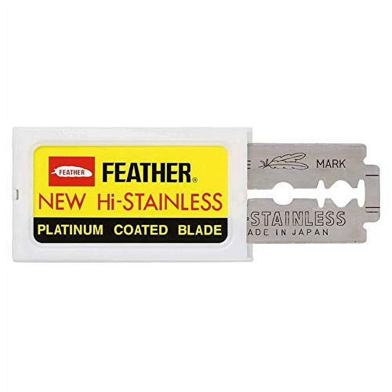 Feather Double Edge Safety Razor Blades - (50 Count) - Platinum Coated  Hi-Stainless Steel Razor Blades - Fits Most Safety Razors - Super Sharp for