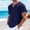 Dark Blue, variant on Mens T-Shirts Casual V-Neck Beach Tee Summer Short Sleeve Linen Black Shirts for Men Size 2XL