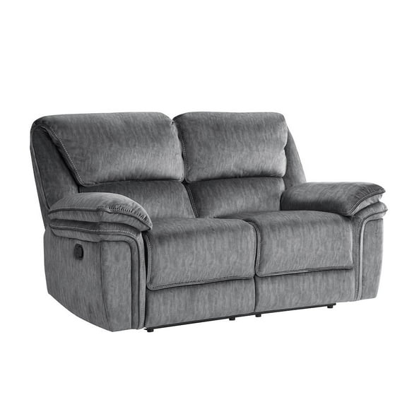 Lexicon 40" Traditional Style Microfiber Double Reclining Love Seat in Gray