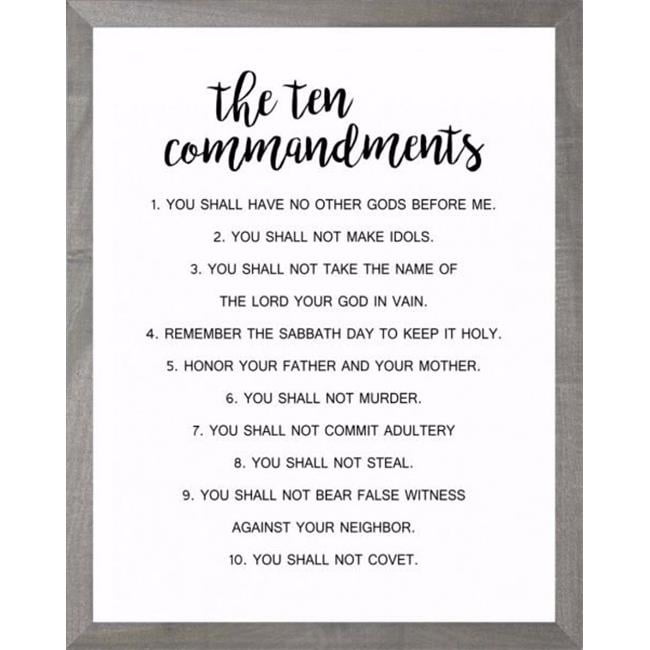 Framed ArtTen Commandments (White) (11 X 14) (Farmhouse Art)