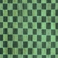 thumbnail image 1 of Ahgly Company Machine Washable Indoor Square Checkered Turquoise Blue Modern Area Rugs, 7' Square, 1 of 4