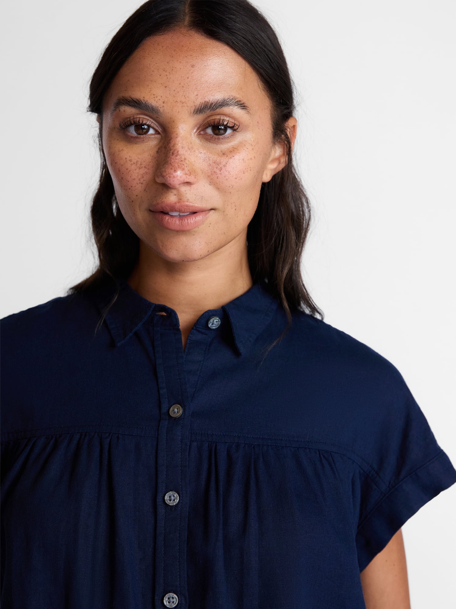Time and Tru Women's Camp Shirt with Short Sleeves, Sizes XS-XXXL