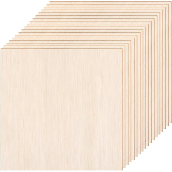 18 Pack Basswood Sheets - 6x6 Inch x 1/16 Inch Thick Plywood Balsa Wood Squares for Crafts, Laser Cutting, Wood Burning and Drawing