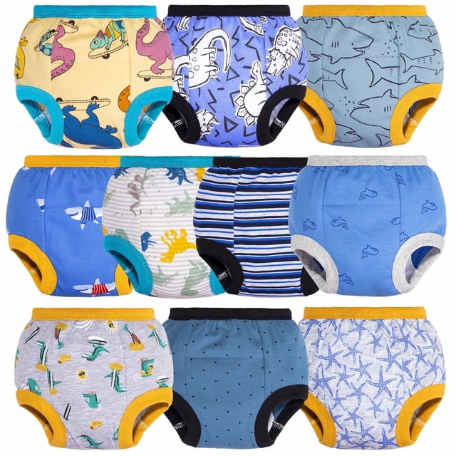 BIG ELEPHANT Pantalones de Entrenamiento para Ir Al Baño para Bebés Niños, Paquete de 10, 100% Algodón, 12-24 Meses