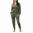 thumbnail image 6 of Felina Women's 2 Piece Velour Track Suit, Hoodie and Jogger Lounge Set (Medium/Deep Olive (Green)), 6 of 8