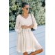 thumbnail image 3 of Vestido de mujer de manga larga con cuello en V, minivestido fluido, vestido informal de gasa de cintura alta con lunares suizos y cinturón Adepaton WMZL-2299-5, 3 of 5