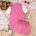 thumbnail image 7 of Sngxgn Girl's 2 Piece Outfits Short Sleeve Shirt and Belted Pants Set(Pink,4Y), 7 of 7