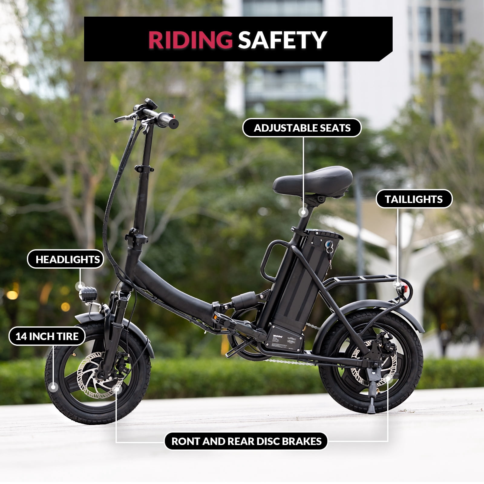 Windone Electric Bike for Adults and Teens, Max 19MPH Speed&28 Miles Range (PAS), 500W Peak Motor and Lightweight & Portable, Dual Shock Absorbers,14" Foldable ebike