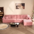 thumbnail image 5 of BIGSYY 138" Boneless Couch with Deep Seat, Modular Sectional Sofa, Cloud Sectional Couch for Living Room, No Assembly Required, Corduroy, 4 Seater L-Shape Right, Pink, 5 of 10