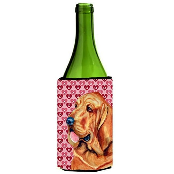 Bloodhound Hearts Love And Valentines Day Portrait Wine Bottle   Hugger - 24 oz.
