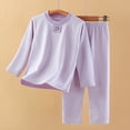 thumbnail image 2 of lnmuld Two Piece Outfits Girls Cozy Thermal Pajamas Soft Textured Jacquard Loungewear Round Neck Cartoon Print Outfit Set for Cold Weather Comfort Solid Color Size:5-6 Years, 2 of 3