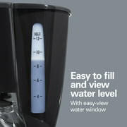Hamilton Beach 12-Cup Programmable Drip Coffee Maker Machine with Glass Coffee Pot, Black