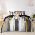 thumbnail image 2 of Homewish Gray Gold Duvet Cover Queen,Abstract Modern Queen Bedding,Black Reversible,3 Pieces,1 Duvet Cover and 2 Pillowcases, 2 of 6