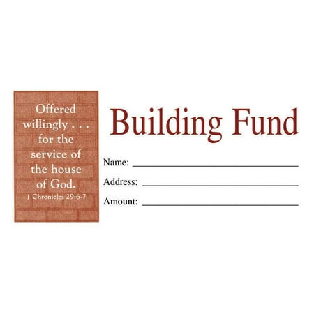 Offering Envelope-Building Fund (1 Chronicles 29:6-7) (No. 3 Size) (Pack Of