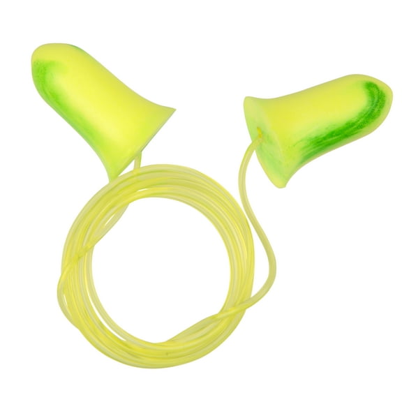 ULTRX™ Tethered Tapered Foam Ear Plugs, 5-Pairs, Lime/ Yellow