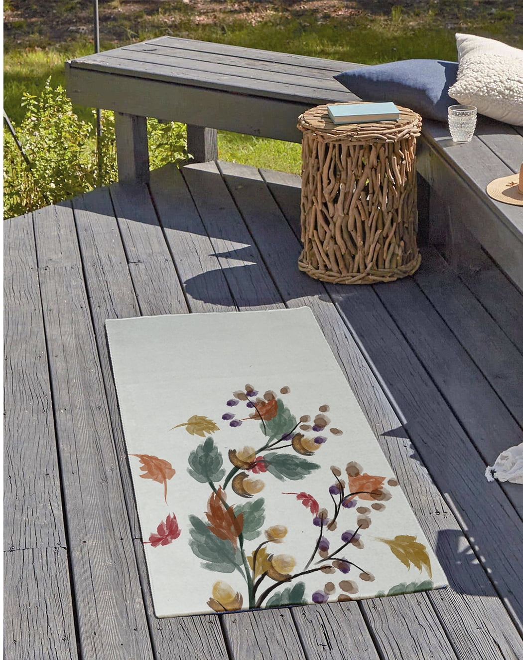 24" 36" Simply Daisy Colorful Leaves Cabin & Lodge Chenille Area Rug, Orange