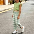 thumbnail image 5 of Enjoytime Girls Summer Outfits Ruffle Sleeveless Drawstring Side Tank Tops Plaid Pants 2 Piece Toddler Clothes, 5 of 6