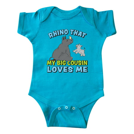 

Inktastic Rhino That My Big Cousin Loves Me with Cute Rhinos Gift Baby Boy or Baby Girl Bodysuit