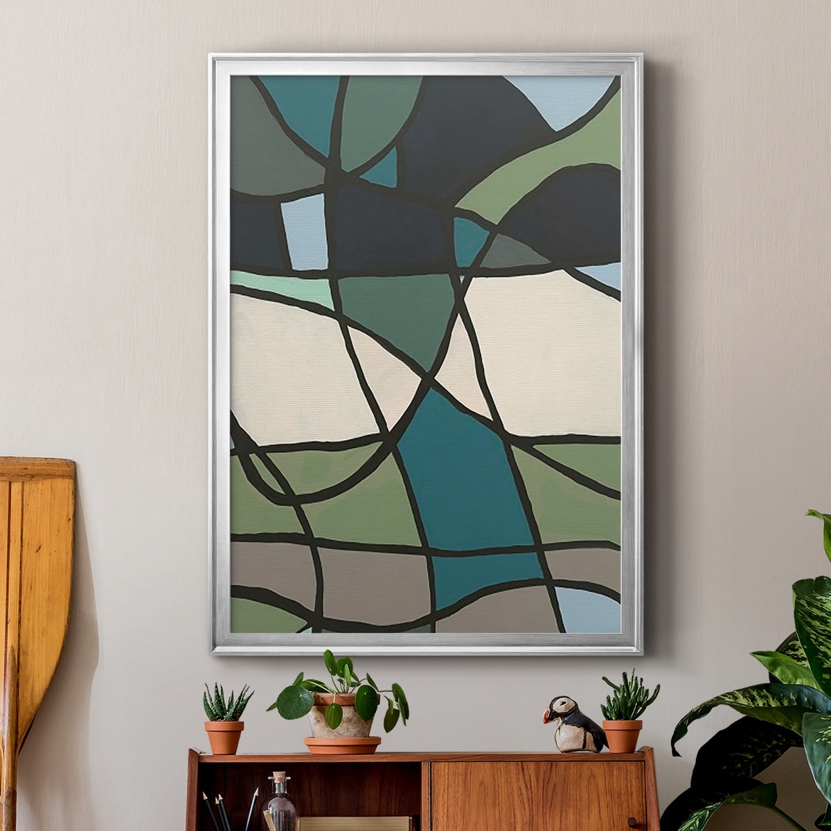 Multicolor Stained Glass I Premium Framed Print, in Gold, Black, or Silver - Ready to Hang
