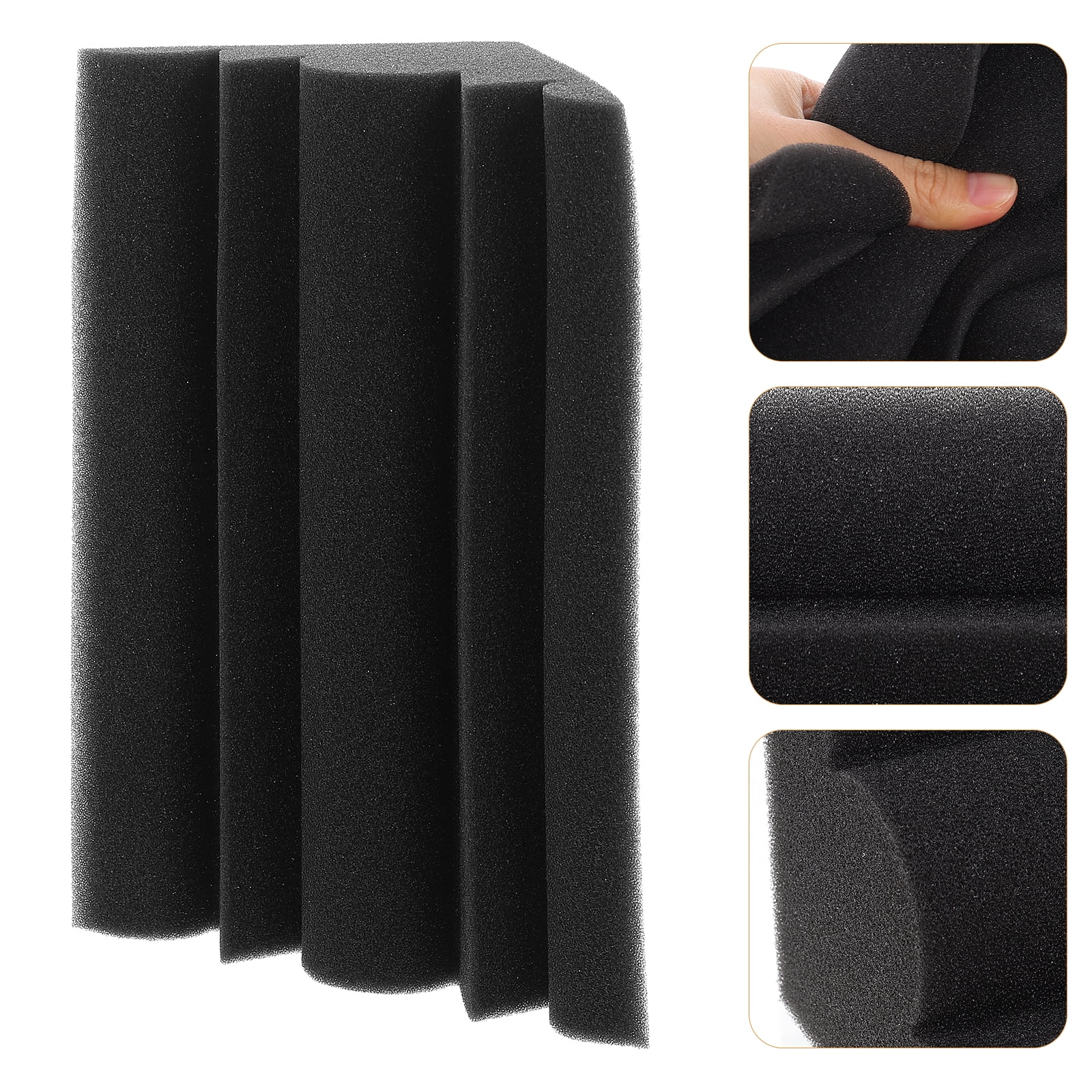 3 Pieces Bass Traps Sound Insulation Cotton Acoustic Panel 12x12x24cm Black