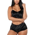 thumbnail image 2 of KOMOO Women Velvet Lace Sleepwear Sleeveless Crop Tops + Shorts Set 2pcs Pajamas Set, 2 of 6