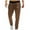 Brown, variant on Zpanxa Sweatpants for Men, Men Fashion Solid Casual Elastic Waist With Pocket Trousers Sport Pants Brown L