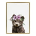 thumbnail image 2 of Kate and Laurel Sylvie Flower Crown Bear Framed Canvas Wall Art by Amy Peterson Art Studio, 18x24 Bright Gold, Cute Animal Art for Wall Decor, 2 of 6