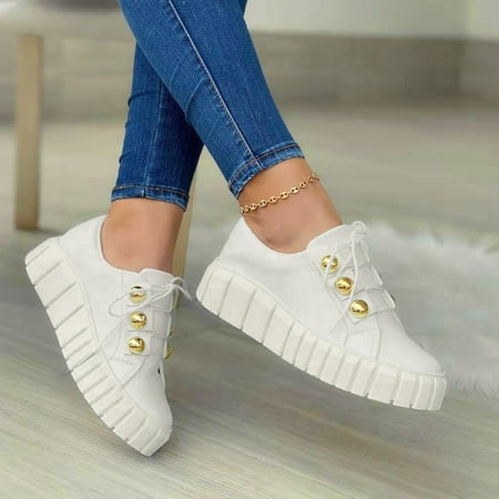 

Ladies Fashion Solid Color Leather Shoes Lace Up Platform Casual Shoes Note Please Buy One Or Two Sizes Larger