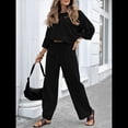thumbnail image 4 of Traje de Dos Piezas para Mujer: Cuello Redondo, Top Básico, Pantalón . Negro XXXL, 4 of 9