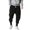 A-Black296, variant on XIAONU Mens Cotton Linen Jogger Pants Loose-Fit Capri Workout Pants Elastic Waist Breathable Casual Pants