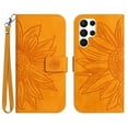 thumbnail image 3 of Cowithday Flip Wallet Cover Case for Samsung Galaxy S23 Ultra 5G Phone, S23 Ultra TPU Case, PU Leather Embossed Sunflower Shockproof Kickstand Slim Magnetic Case for Samsung S23 Ultra 5G 6.8", Yellow, 3 of 12