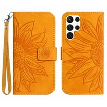 Mantto for Samsung Galaxy S23 Ultra Slim Case,Shockproof PU Leather Magnetic Flip Kickstand Credit Card Slots Wallet Phone Case,Yellow