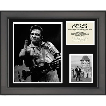 Framed Johnny Cash at San Quentin 11"x14" Music Three Photo Collage