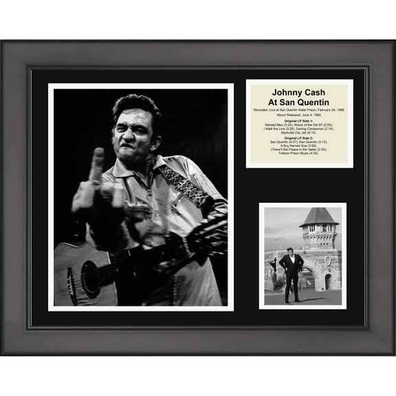 Framed Johnny Cash at San Quentin 11"x14" Music Three Photo Collage