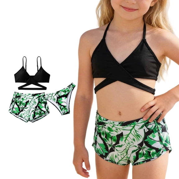 Teen Swimsuits Girls Swimsuit With Shorts Bathing Suit 2 Piece Girls Tankini Girls Rompers Size 13-14 Years