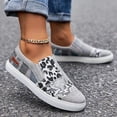 thumbnail image 3 of KAQ Women's Casual Animal Print Canvas Slip-On Flats - Raw Edge Pieced Design, Orthopedic Comfort, Low-Top Platform Sneaker Style, 3 of 9