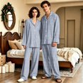 thumbnail image 2 of Matching Pjs for Couples Button Down Long Sleeve Sleepwear His and Her Matching Pajamas Plaid Warm 2 Piece Set Loungewear Navy M, 2 of 7