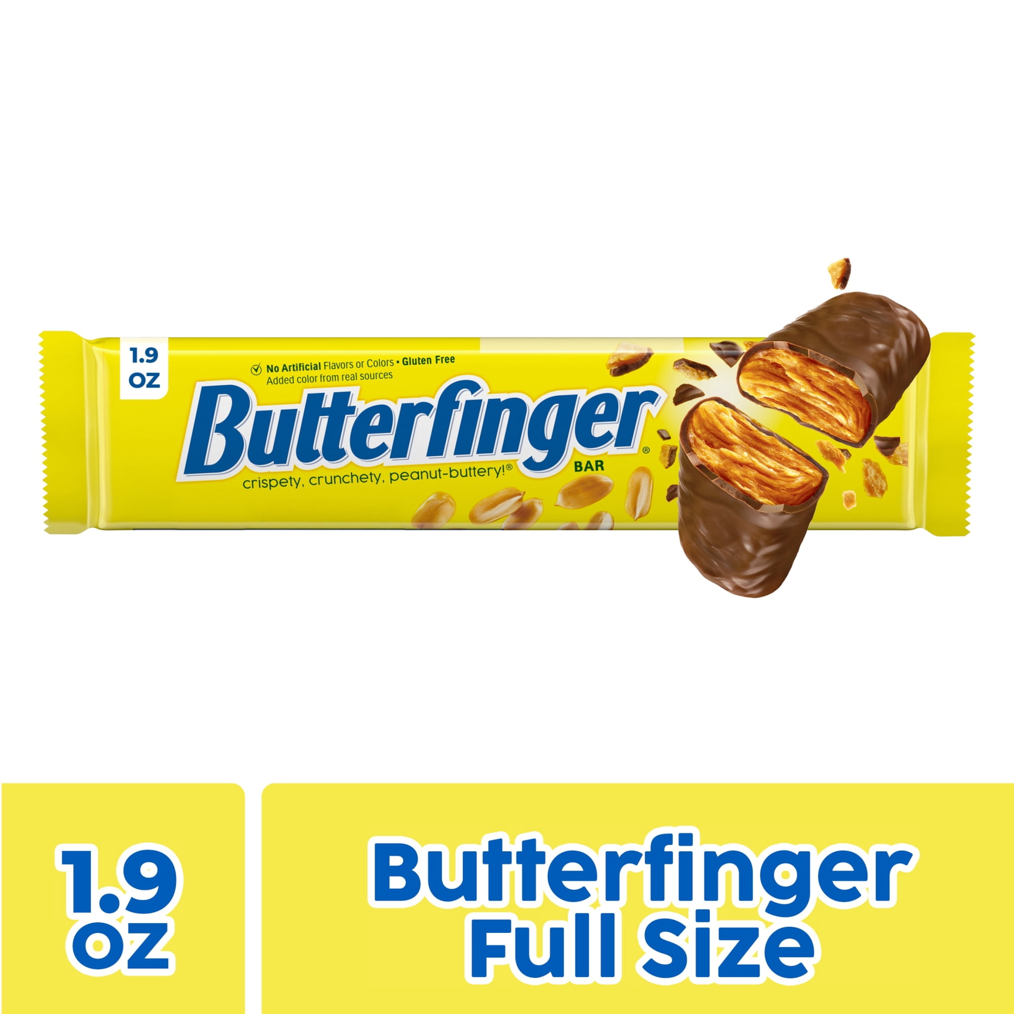 Butterfinger Full Size Candy Bar, Crispety Crunchety Peanut-Buttery On-The-Go Sweet Treat, 1.9 oz