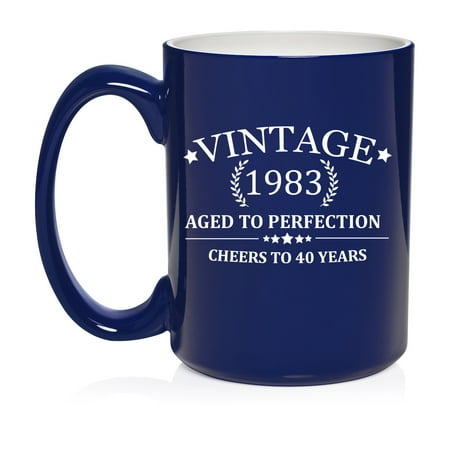 

Cheers To 40 Years Vintage 1983 40th Birthday Ceramic Coffee Mug Tea Cup Gift for Her Him Men Women Sister Brother Housewarming Party Friend Husband Wife Anniversary (15oz Blue)