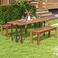 thumbnail image 2 of Gymax 2 Pieces 2-Person Outdoor Bench Patio Bench w/ Slatted Seat Weather Resistant Solid Wood Frame, 2 of 10