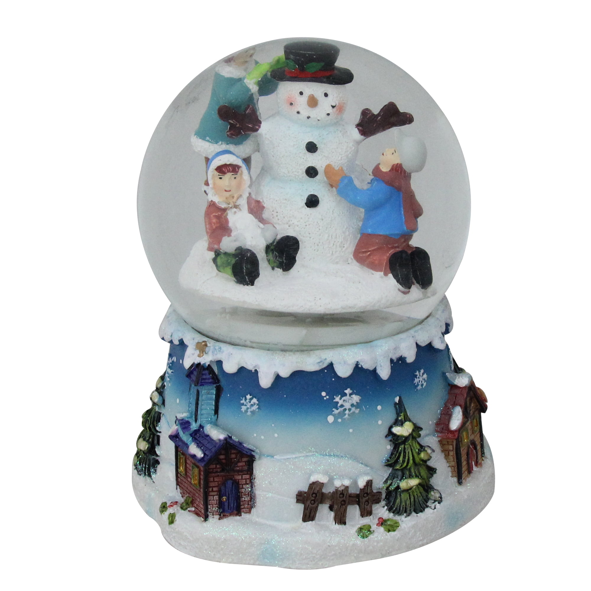 6.25" Snowman and Children Musical Swirling Christmas Snow Globe