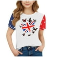 thumbnail image 2 of MKOSPLRT 3-15 Years Kids Boys Girls American Flag Shirts 4th of July Short Sleeve Raglan Shirts Crew Neck Red White and Blue Tees, 2 of 4