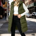 thumbnail image 2 of Staron Women Winter Sleeveless Hooded Down Jacket Casual Quilted Puffer Vest Coat with Zipper Pockets Solid Color Warm Outerwear Army Green XXL, 2 of 7
