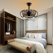 19" Ceiling Fan Light Height Adjustable with Remote Control Chandelier Fan Lamp W/o Bulb for Living Rooms