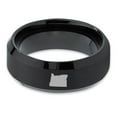 thumbnail image 2 of Tungsten Oregon The Beaver State Band Ring 8mm Men Women Comfort Fit Black Beveled Edge Brushed Polished, 2 of 4