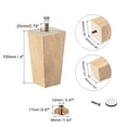 thumbnail image 2 of Uxcell Furniture Legs 4 Inch(100mm) Set of 4 Square Solid Wood Couch Legs, with Accessories, 2 of 6
