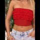 thumbnail image 4 of Top de Tubo de Verano para Mujer, Sin Tirantes, con Volantes, Básico, Informal, Sin Mangas Rojo L, 4 of 10