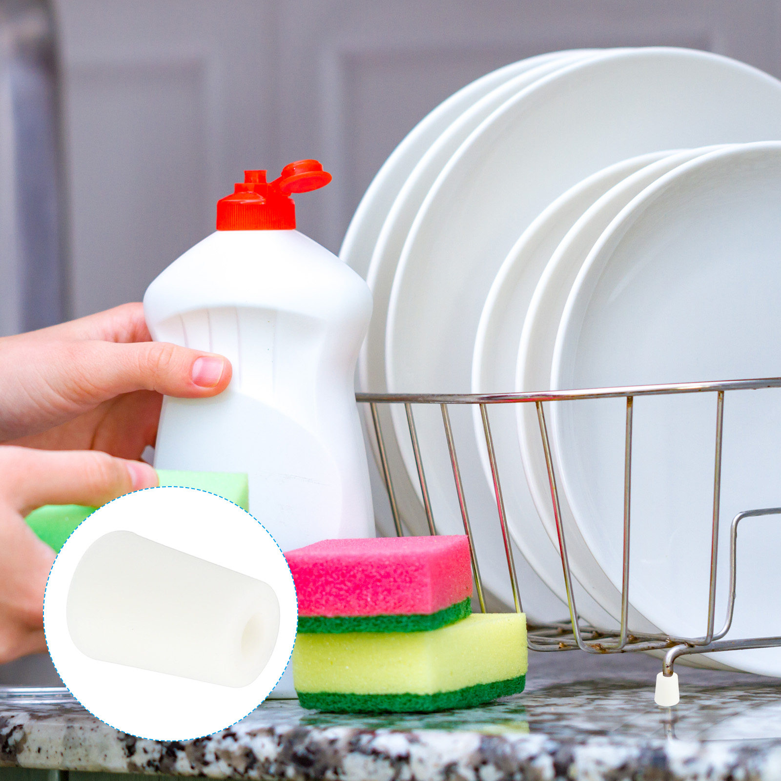 Unique Bargains Kitchen Sink Rack Feet Protective Replacement Bumpers White